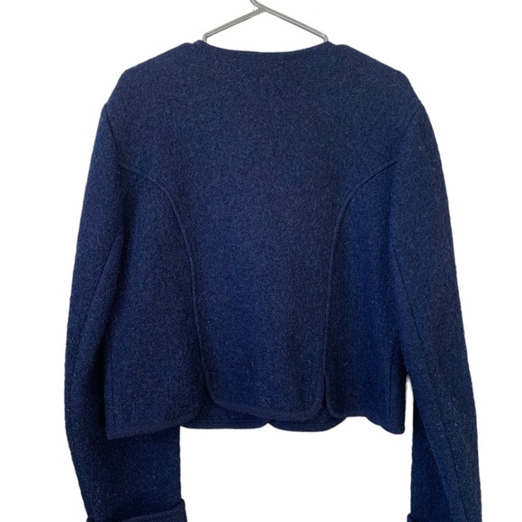 𝅺vintage Navy Blue Button Up Sweater - 100% Wool - Picture 4 of 6